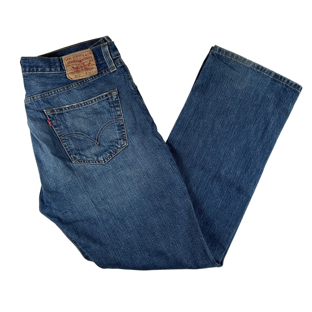 Levis 501 Jeans Mens 36x32 Blue Denim Regular Straight Button Fly Original Fit